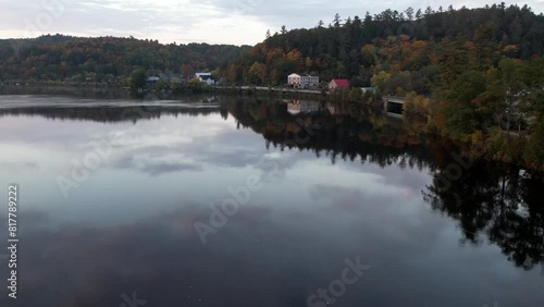 Aerial view of Wakefield Gatineau, Quebec Canada on an autumn morning photo