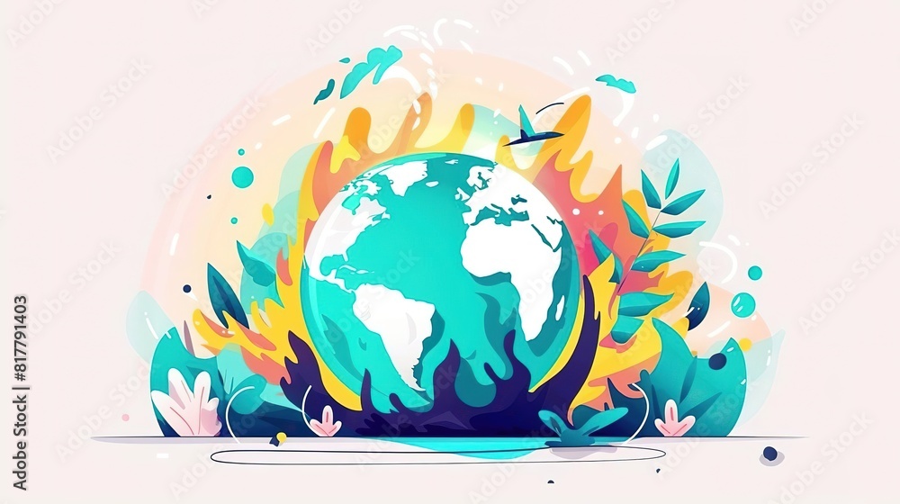 Create a professional, minimalist illustration of the earth on fire Create a professional, minimalist illustration of the earth on fire