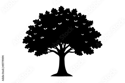 quercus tree vector silhouette illustration