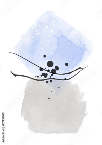 abstract hand painted minimal wall art design 