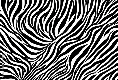 Abstract Modern black and white monochrome soft bend zebra pattern striped line art pattern background