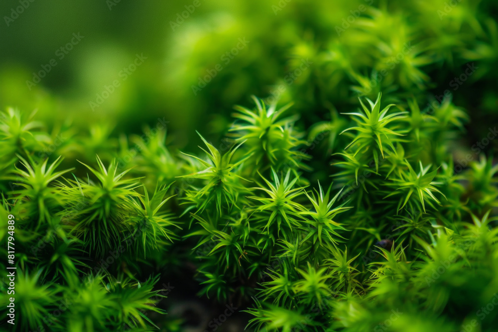 A detailed close-up of tree moss, showcasing its soft, velvety texture and vibrant green color. A detailed close-up of tree moss, showcasing its soft, velvety texture and vibrant green color.