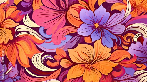 Retro floral print in vibrant colors