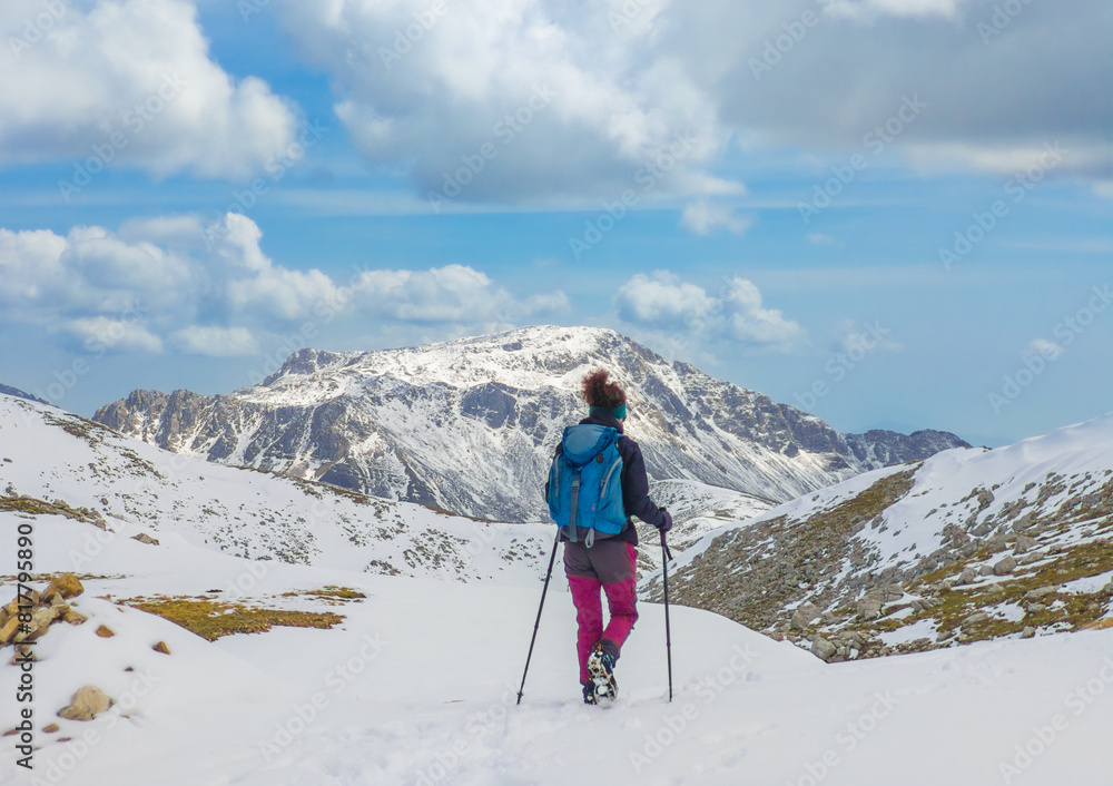 Monte La Meta (Italy) - In the Monti della Meta Mainarde mountain range, Mount Meta is one of hightest peak in Parco Nazionale d'Abruzzo lazio e Molise. Here during the spring with snow and alpinist. Monte La Meta (Italy) - In the Monti della Meta Mainarde mountain range, Mount Meta is one of hightest peak in Parco Nazionale d'Abruzzo lazio e Molise. Here during the spring with snow and alpinist.