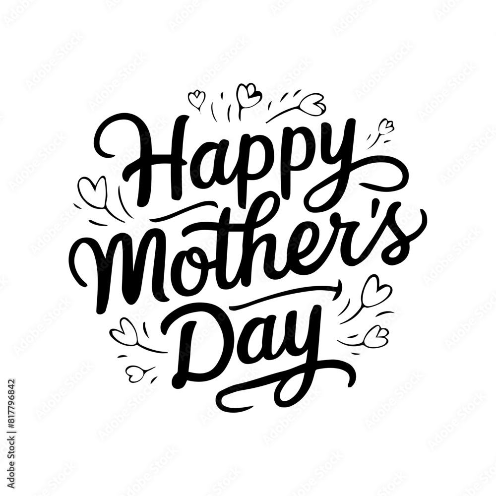 Happy mothers day hand drawn lettering isolated