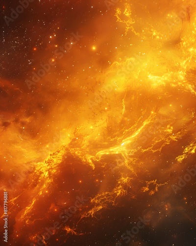orange nebula with stars, smoke clouds, fantasy, space background  © dip