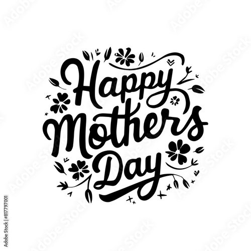 Happy mothers day hand drawn lettering isolated