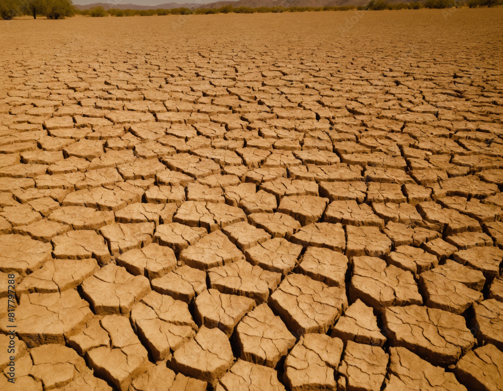 Parched Earth in a Vast Desert with Mountain Range Parched Earth in a Vast Desert with Mountain Range
