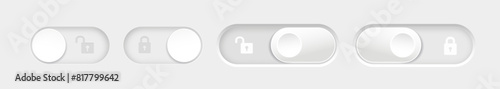 blocked and unlocked toggle switch buttons. Material design switch buttons set. Vector