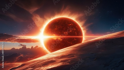 earth with a sun rising in the background