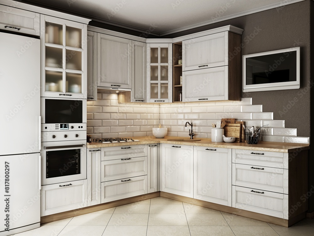 Fototapeta premium New modern kitchen interior