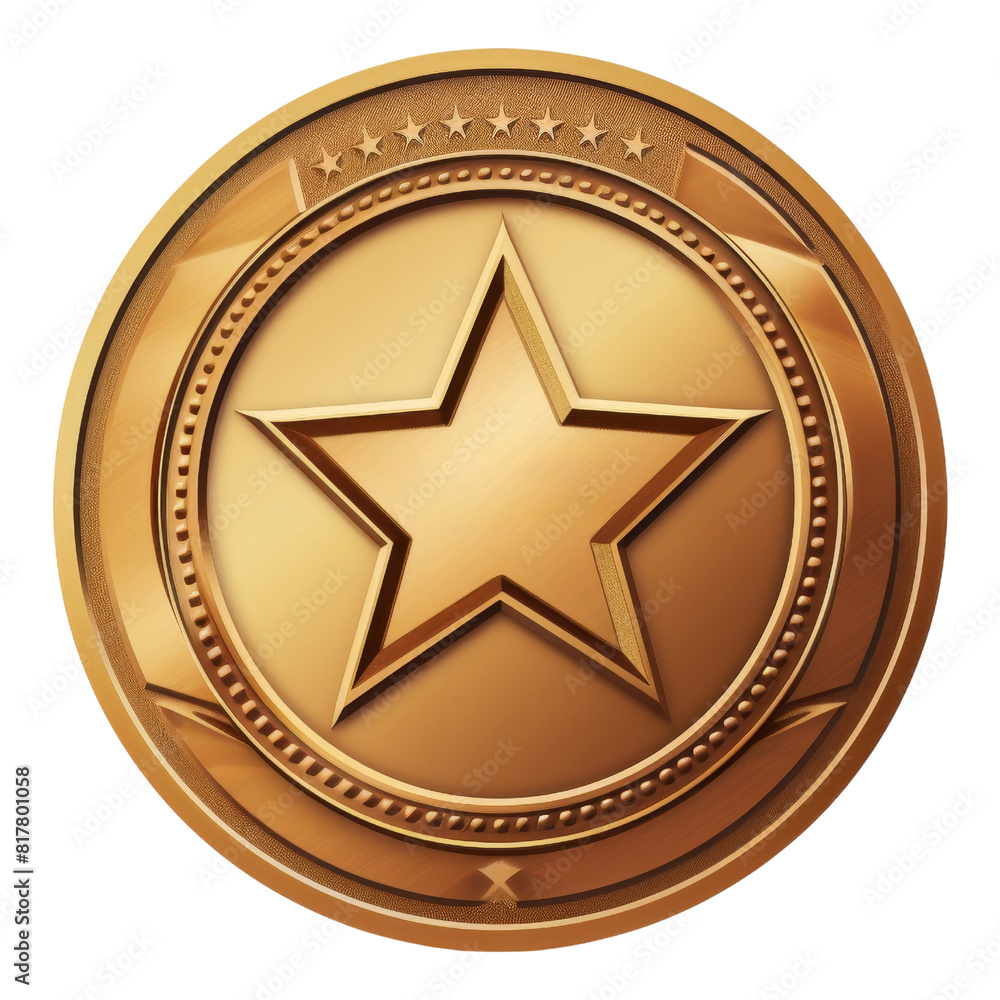 A dicut PNG of a bronze medal, featuring a transparent background for versatile use. A dicut PNG of a bronze medal, featuring a transparent background for versatile use.