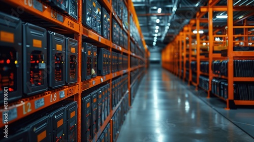 Rows of battery packs stand ready for installation in electric vehicles, highlighting the efficiency and power of sustainable energy sources