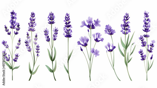 Aesthetic watercolor of lavender flowers Delicate romantic pattern on a white background. Generative AI