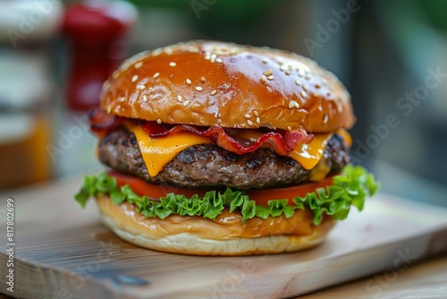 Delicious Cheeseburger with Bacon and Lettuce
