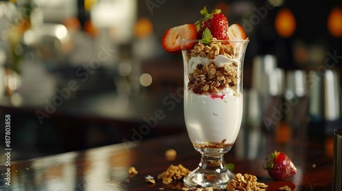 healthy breakfast options  try a tall glass of granola parfait with yogurt and fresh fruits for a tasty and healthy breakfast option