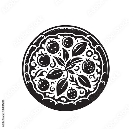 Pizza silhouette vector illustration. Pizza logo, Pizza icon black and white.
