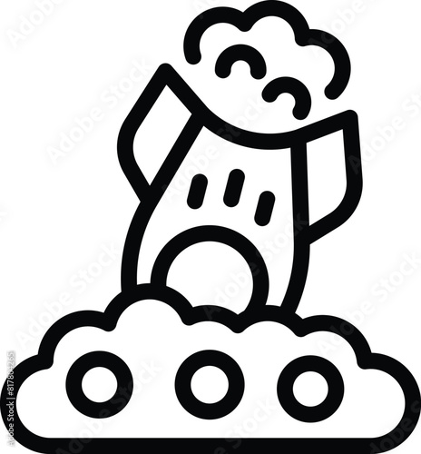 Failed startup icon outline vector. Crashed rocket. Business plan failure