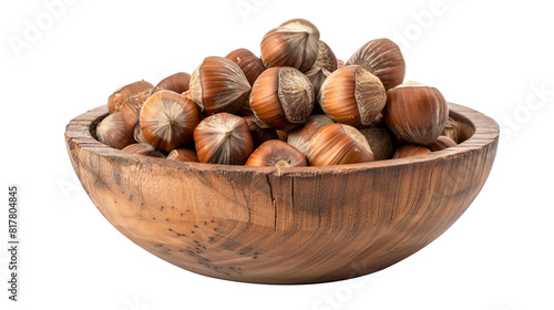 Hazelnut wood bowl isolated on white background