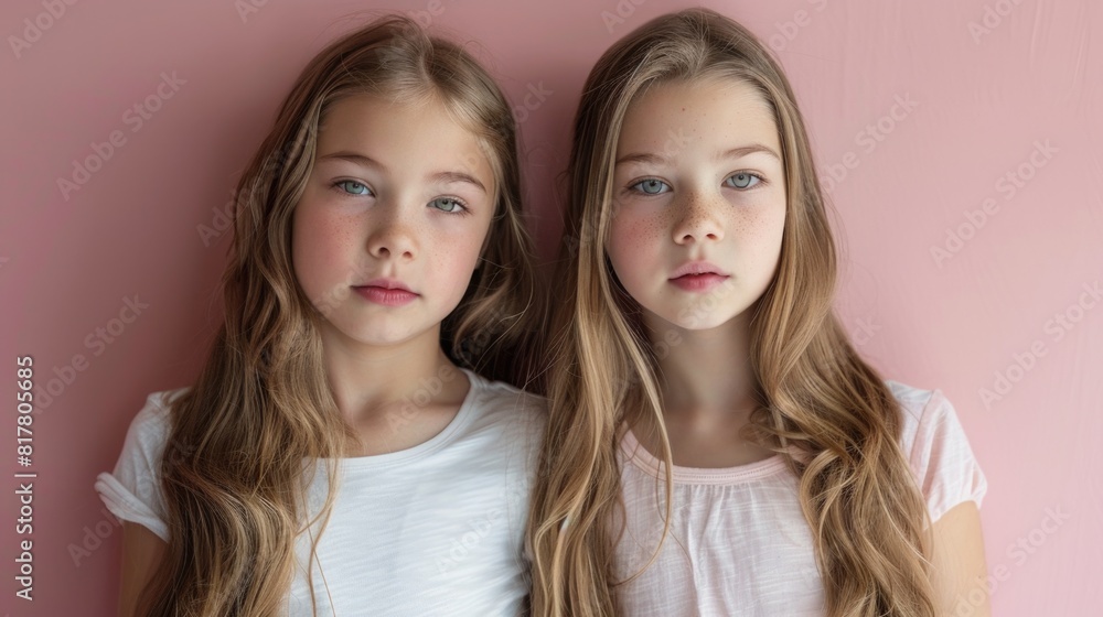 Two girls standing side by side, suitable for friendship or diversity concepts Two girls standing side by side, suitable for friendship or diversity concepts