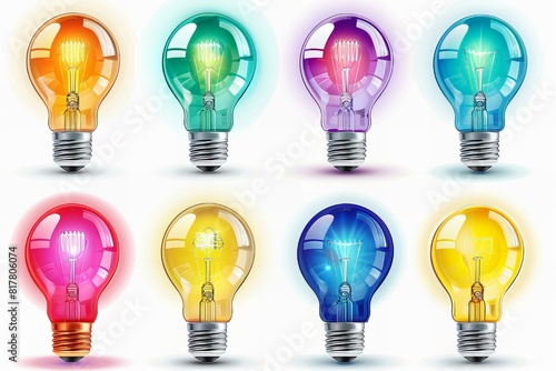 Close up of various colored light bulbs photo