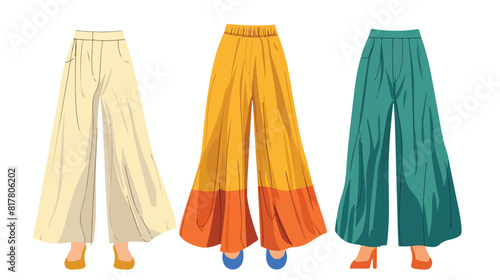 Casual women trousers. Modern culottes pants with wid photo