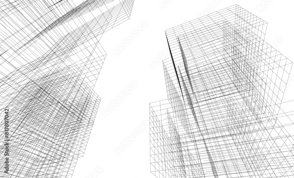 Fototapeta premium abstract architectural drawing 3d illustration