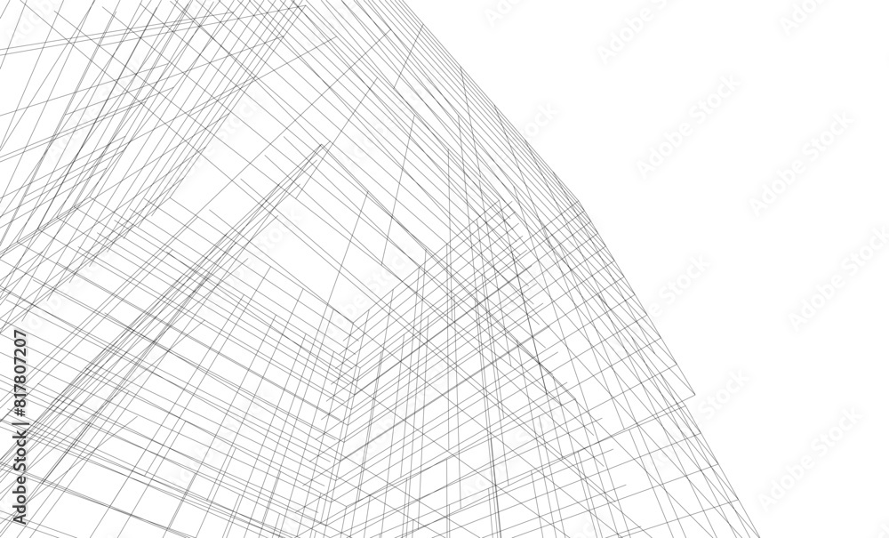 abstract architectural drawing 3d illustration