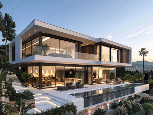 Modern villa with infinity pool and panoramic view © pavlofox