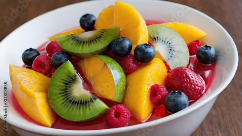 fruit salad in a bowl  fresh and healthy meal  ai generated