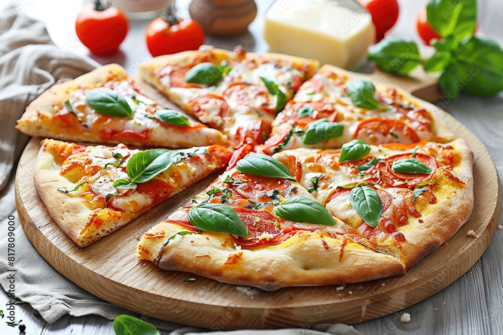 A pizza with slices missing, perfect for food-related projects A pizza with slices missing, perfect for food-related projects