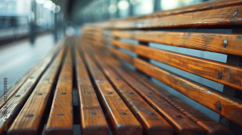 Empty wooden bench with blurred background Empty wooden bench with blurred background