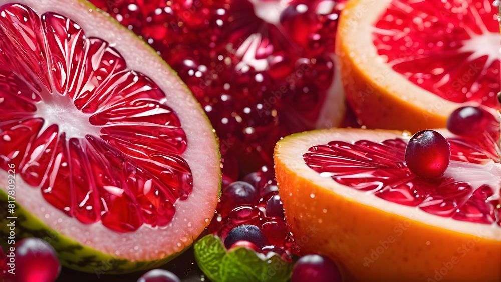 close up of fresh grapefruit slices, ai generated close up of fresh grapefruit slices, ai generated