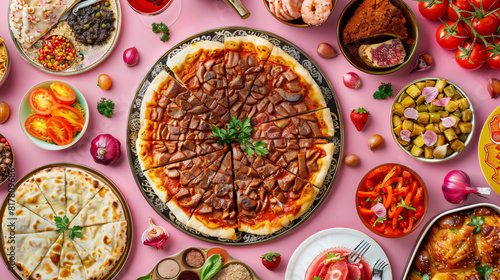 Tasty Turkish Pismaniye on pink background