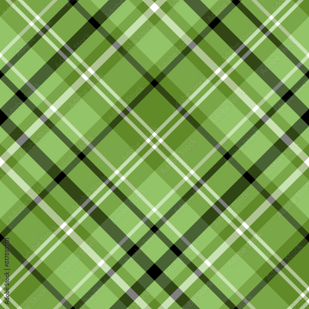 Seamless pattern in comfortable green, black and white colors for plaid, fabric, textile, clothes, tablecloth and other things. Vector image. 2
