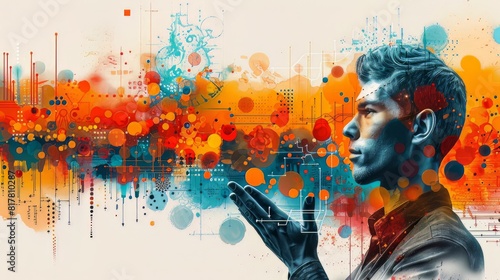 Design art concept abstract contemporary modern background business graphic idea. Work concept art design retro office poster icon hand team success digital ad artwork visual technology research job