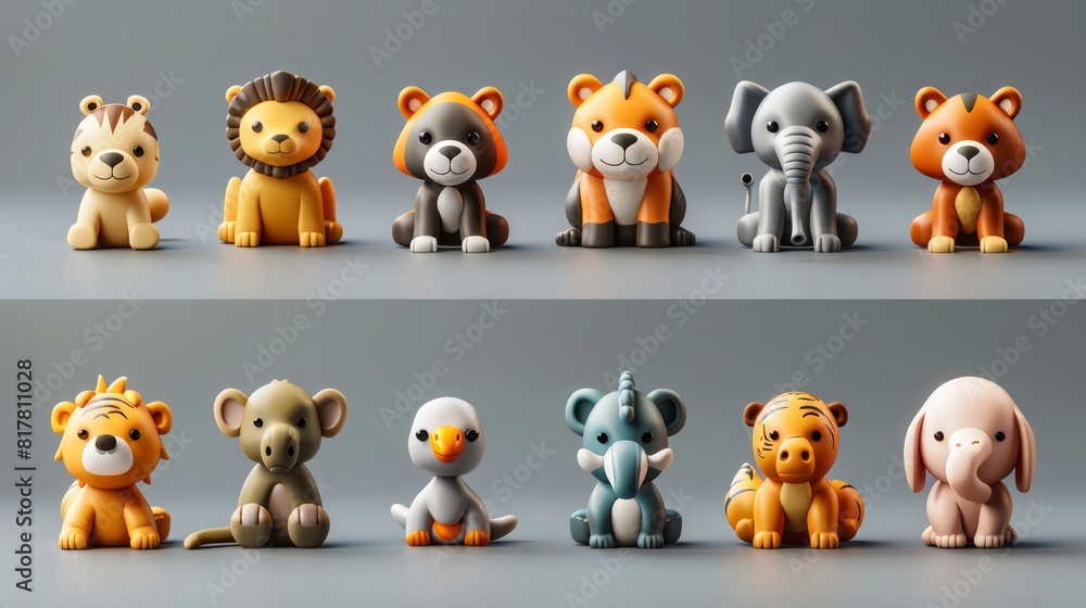 A cute collection of cartoon animal heads including aanimal with a banner in a fun and colorful design A cute collection of cartoon animal heads including aanimal with a banner in a fun and colorful design