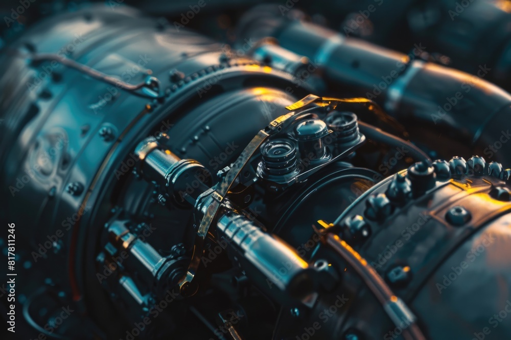Detailed view of a jet engine, ideal for aviation industry Detailed view of a jet engine, ideal for aviation industry