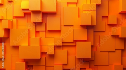 Abstract paper cutouts arranged to form orange block patterns.