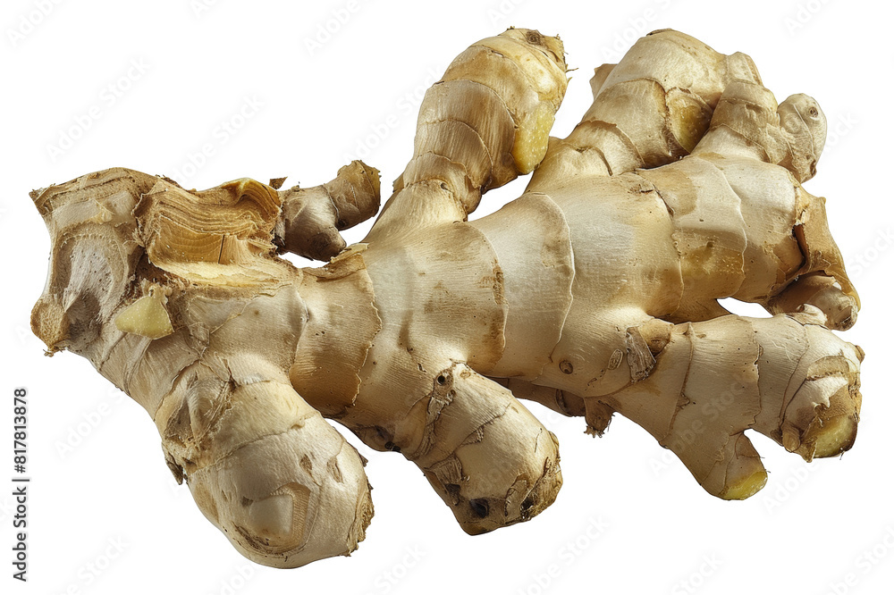 Fresh organic ginger roots, cut out - stock png.