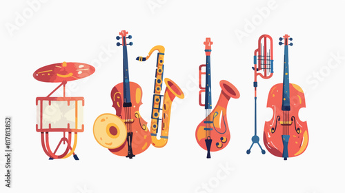 Colorful Four of various musical instruments 