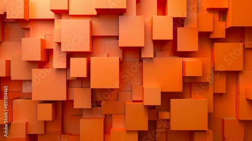 Abstract paper cutouts arranged to form orange block patterns.