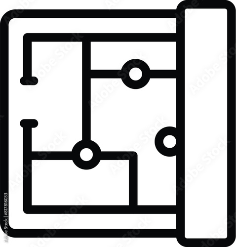 Digital home icon outline vector. Smart house installation. Innovative household technology