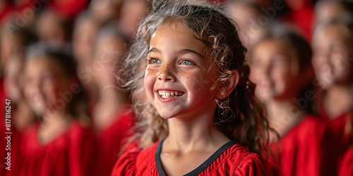 Close-up of children participating in a talent show and performing