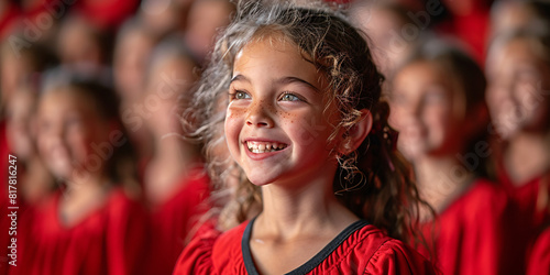 Close-up of children participating in a talent show and performing photo