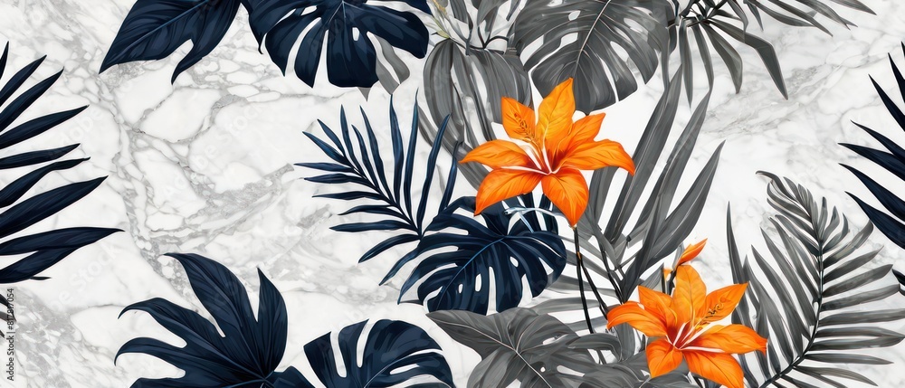 tropical leaves and flowers background tropical leaves and flowers background
