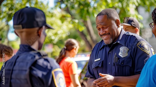 Community Policing: During a community event, police officers interact with local residents, building relationships and promoting a sense of safety and trust