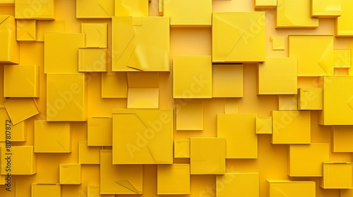 Abstract paper cutouts arranged to form yellow block patterns. photo