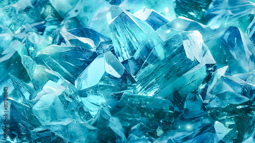 A blue crystal formation with many pieces photo