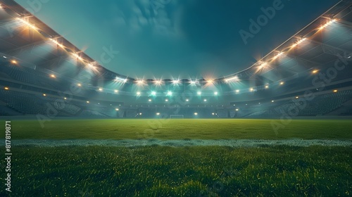 a large and empty sports stadium at night